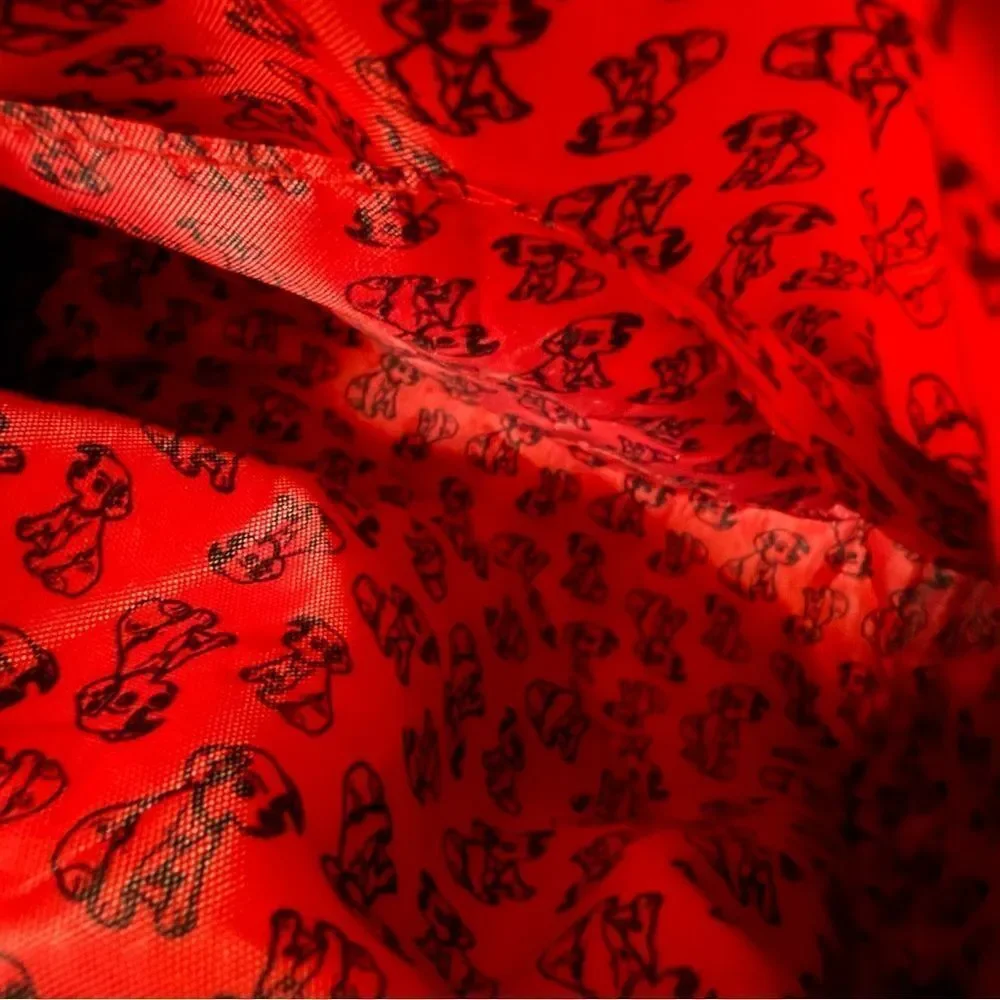 Cruella Artistic Silk-Print Cosmetic Bag in Coral, Black & White
